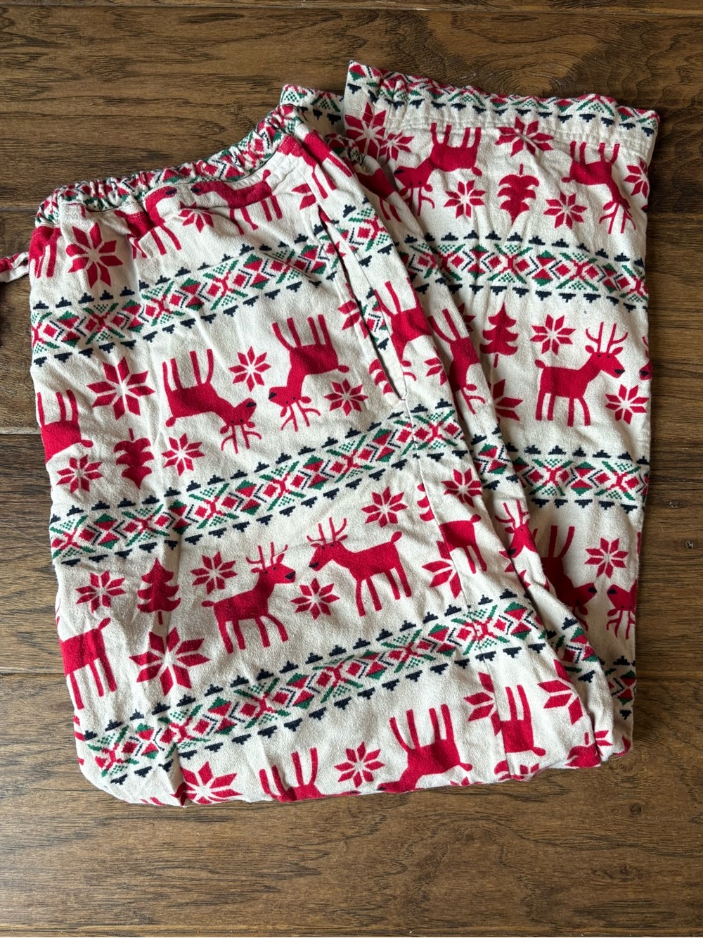 Hanna Andersson Red and White Reindeer Fair Isle Pajama Pants